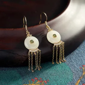 Natural Jade Earrings Nephrite Silver Earrings ZNE135