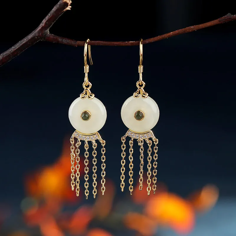 Natural Jade Earrings Nephrite Silver Earrings ZNE135