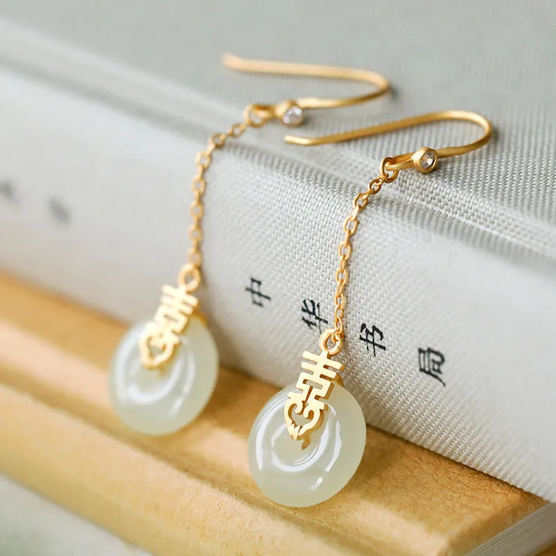 Natural Jade Earrings Nephrite Silver Earrings ZNE136
