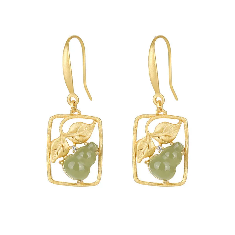Natural Jade Earrings Nephrite Silver Earrings ZNE156