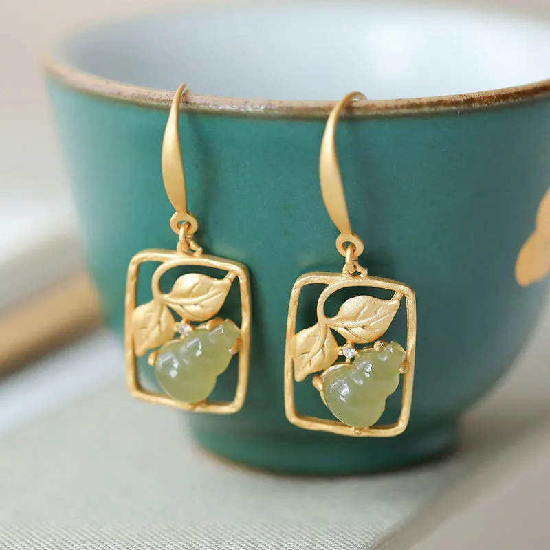 Natural Jade Earrings Nephrite Silver Earrings ZNE156