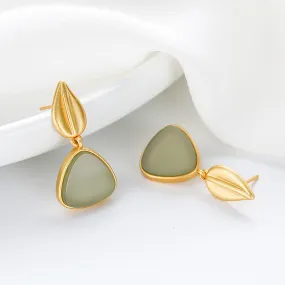 Natural Jade Earrings Nephrite Silver Earrings ZNE163