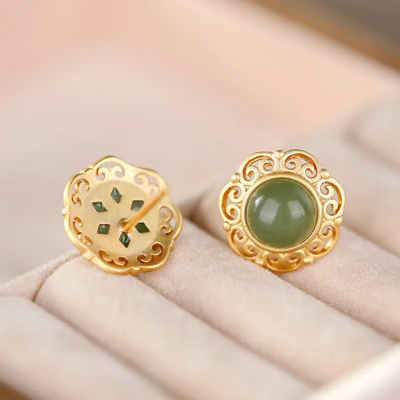 Natural Jade Earrings Nephrite Silver Earrings ZNE173