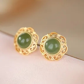 Natural Jade Earrings Nephrite Silver Earrings ZNE173