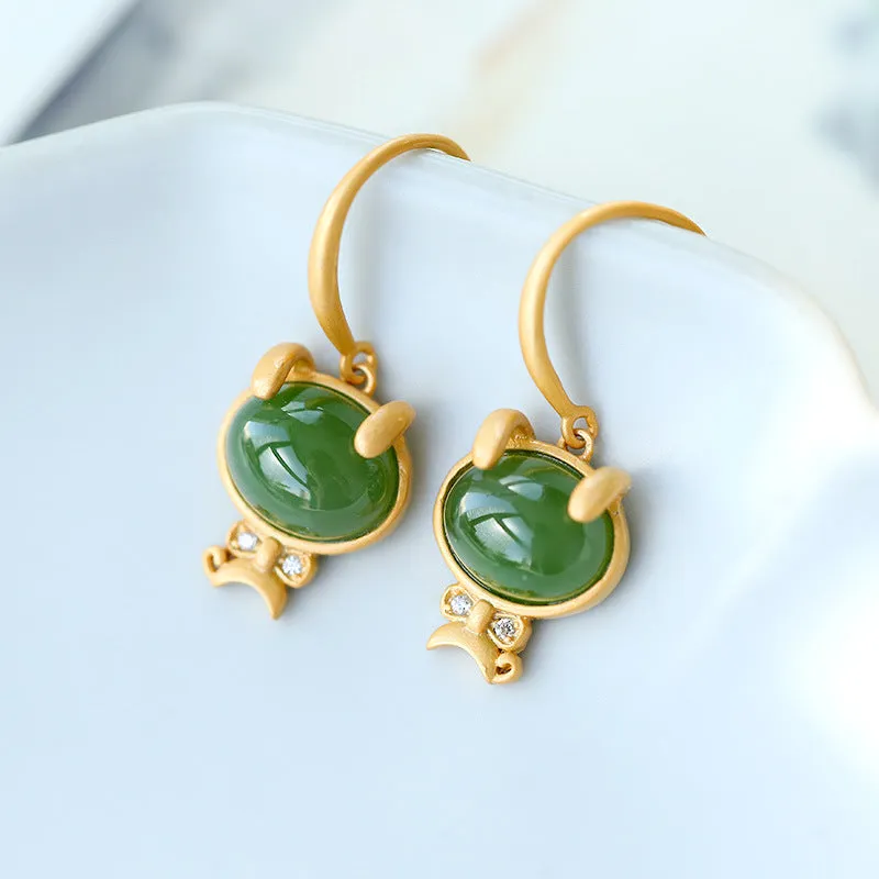 Natural Jade Earrings Nephrite Silver Earrings ZNE181