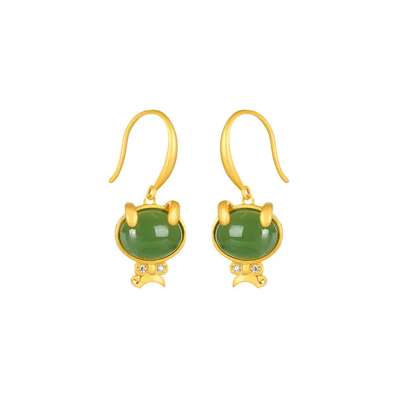 Natural Jade Earrings Nephrite Silver Earrings ZNE181