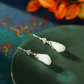 Natural Jade Earrings Nephrite Silver Earrings ZNE194