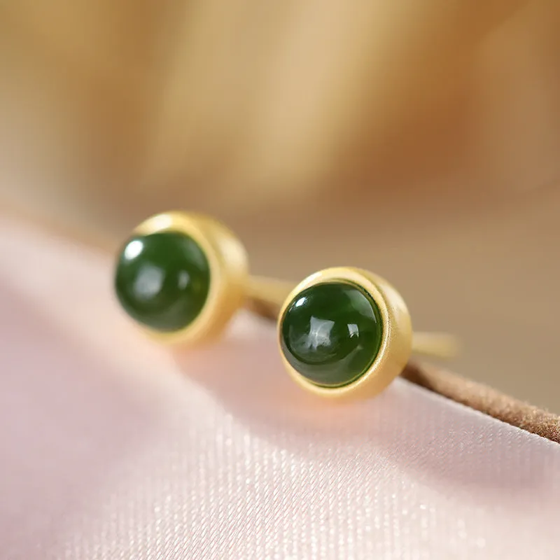 Natural Jade Earrings Nephrite Silver Earrings ZNE200