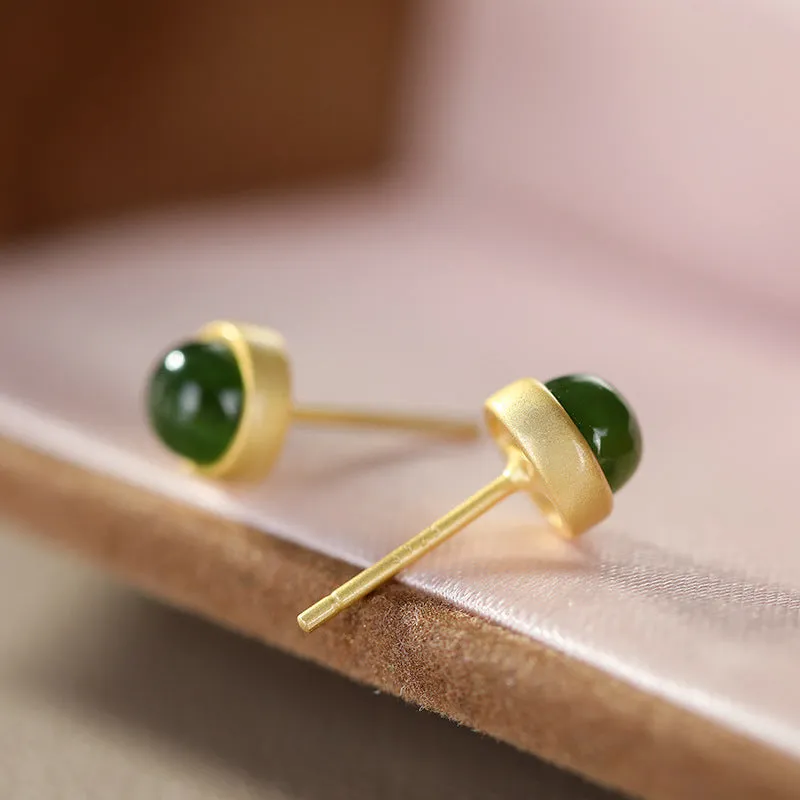 Natural Jade Earrings Nephrite Silver Earrings ZNE200
