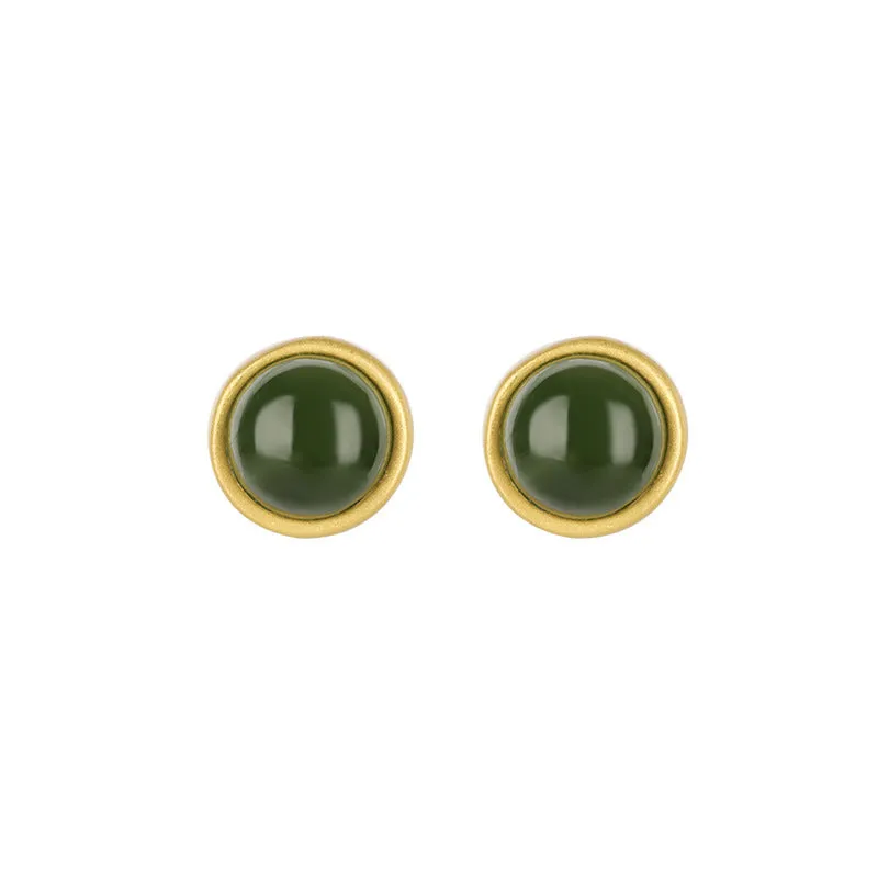 Natural Jade Earrings Nephrite Silver Earrings ZNE200