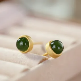 Natural Jade Earrings Nephrite Silver Earrings ZNE200