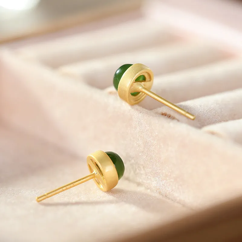 Natural Jade Earrings Nephrite Silver Earrings ZNE200