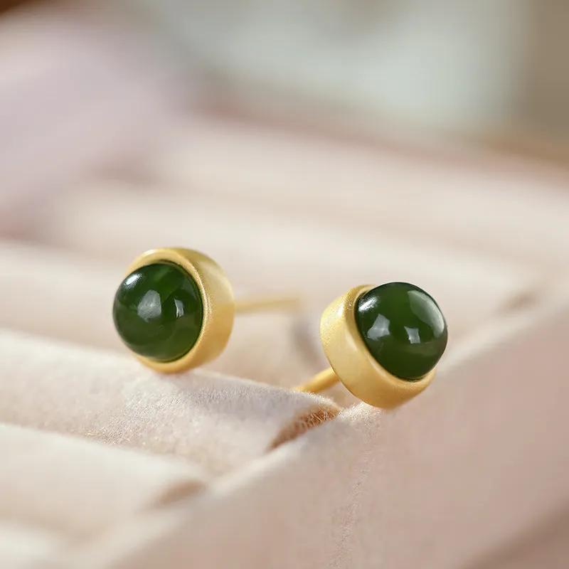 Natural Jade Earrings Nephrite Silver Earrings ZNE200