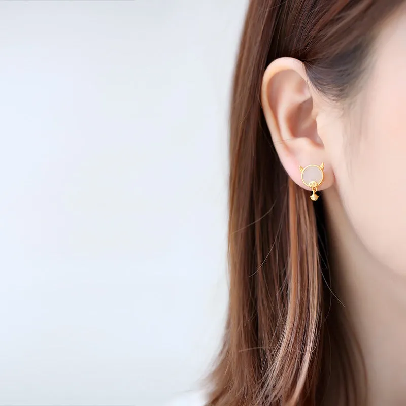 Natural Jade Earrings Nephrite Silver Earrings ZNE213