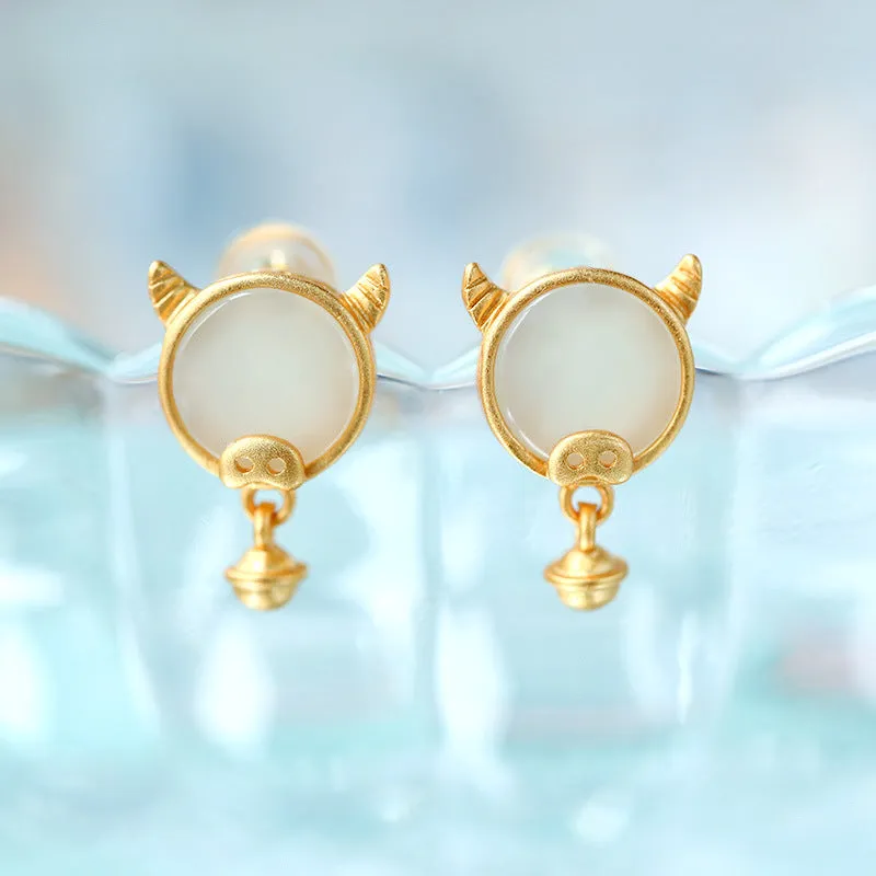 Natural Jade Earrings Nephrite Silver Earrings ZNE213