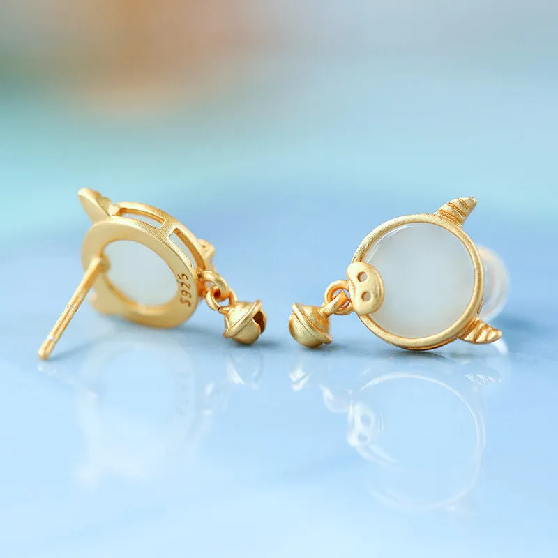 Natural Jade Earrings Nephrite Silver Earrings ZNE213