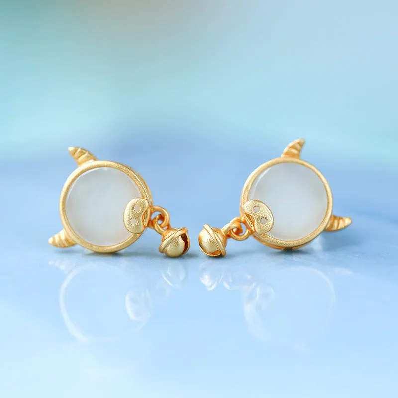 Natural Jade Earrings Nephrite Silver Earrings ZNE213