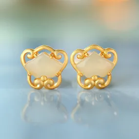 Natural Jade Earrings Nephrite Silver Earrings ZNE242