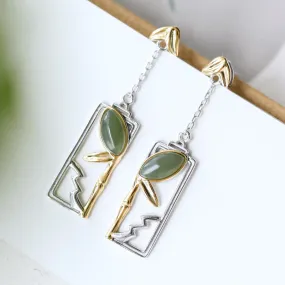 Natural Jade Earrings Nephrite Silver Earrings ZNE277