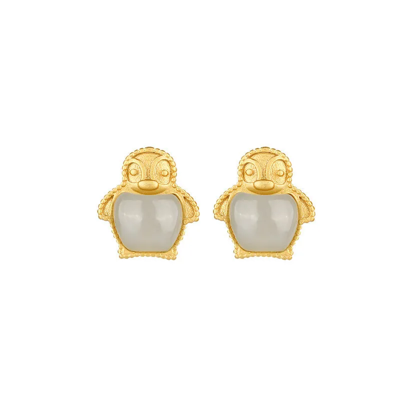 Natural Jade Earrings Nephrite Silver Earrings ZNE292