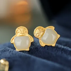 Natural Jade Earrings Nephrite Silver Earrings ZNE292