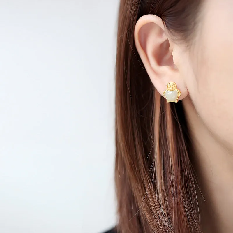 Natural Jade Earrings Nephrite Silver Earrings ZNE292