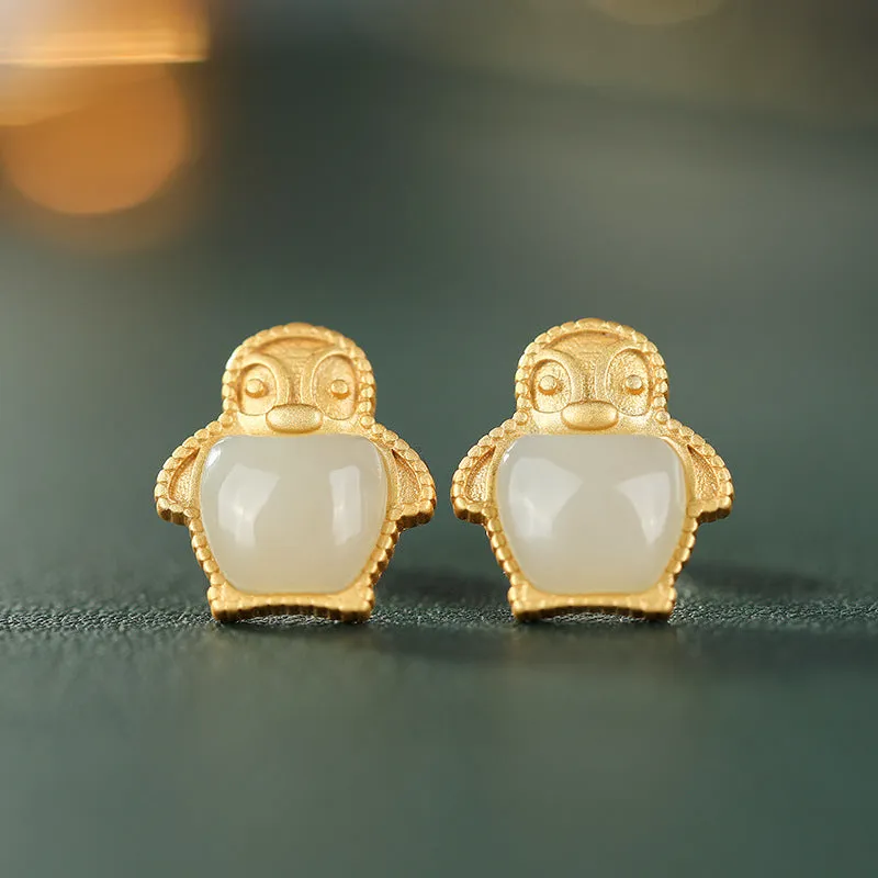 Natural Jade Earrings Nephrite Silver Earrings ZNE292