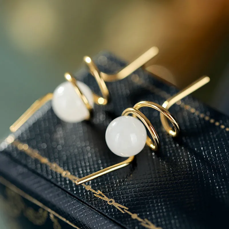Natural Jade Earrings Nephrite Silver Earrings ZNE325