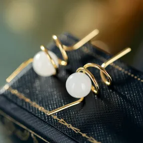Natural Jade Earrings Nephrite Silver Earrings ZNE325