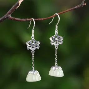 Natural Jade Earrings Nephrite Silver Earrings ZNE466