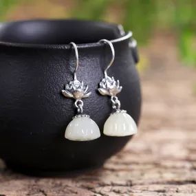 Natural Jade Earrings Nephrite Silver Earrings ZNE503