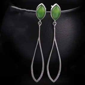 Natural Jade Earrings Nephrite Silver Zircon Earrings ZEG537