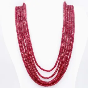 Natural Ruby Necklace Ruby Gemstone Necklace Beaded Necklace Long Necklace Faceted Rondelle Necklace Layered Necklace Indian Necklace SKU:6142843
