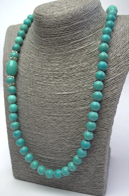 Natural turquoise necklace Long turquoise Necklace Genuine Turquoise Necklace Statement boho turquoise necklace Handmade gemstone necklace