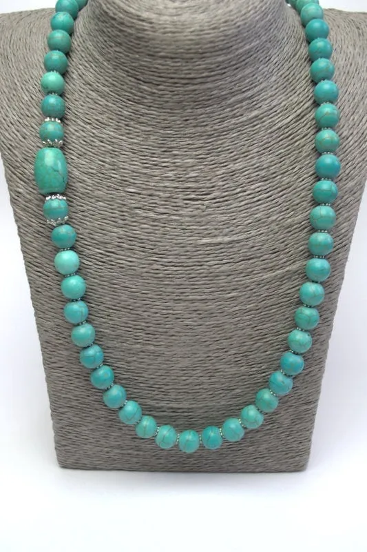 Natural turquoise necklace Long turquoise Necklace Genuine Turquoise Necklace Statement boho turquoise necklace Handmade gemstone necklace