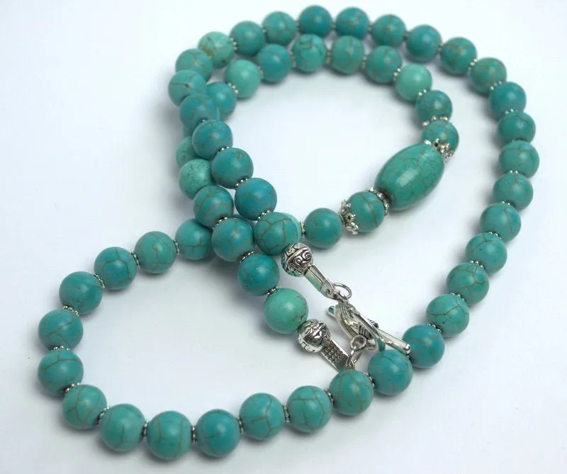 Natural turquoise necklace Long turquoise Necklace Genuine Turquoise Necklace Statement boho turquoise necklace Handmade gemstone necklace