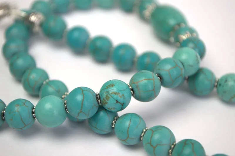 Natural turquoise necklace Long turquoise Necklace Genuine Turquoise Necklace Statement boho turquoise necklace Handmade gemstone necklace