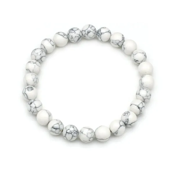 Natural White Turquoise Bracelet (Circumference 19cm) 天然白松石手鍊 (鍊長 19cm) KJBR16237