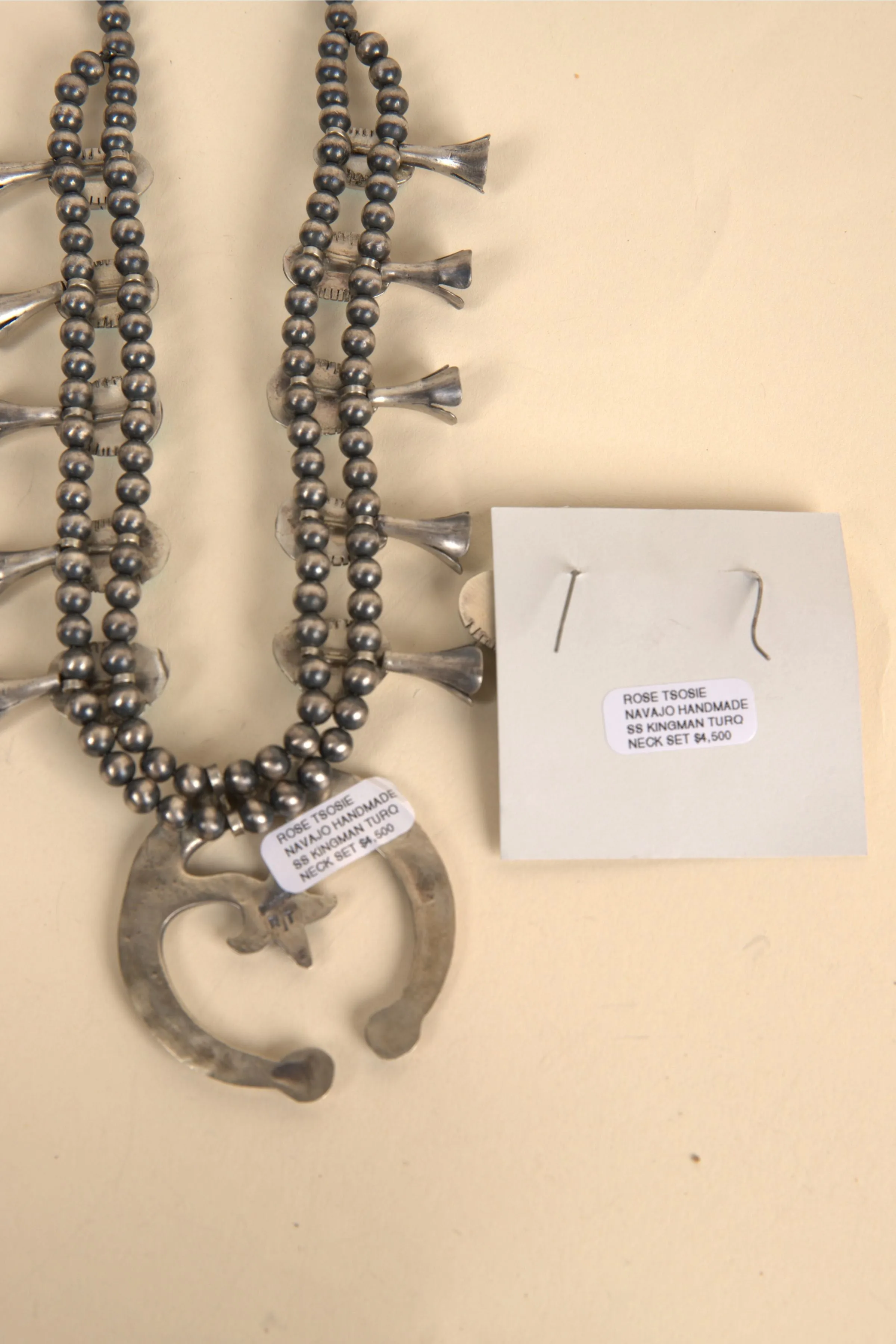 Navajo Handmade Kingsman Turquoise Necklace and Earring Set - 6