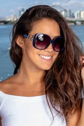 Navy Squared Sunglasses with Silver Details
