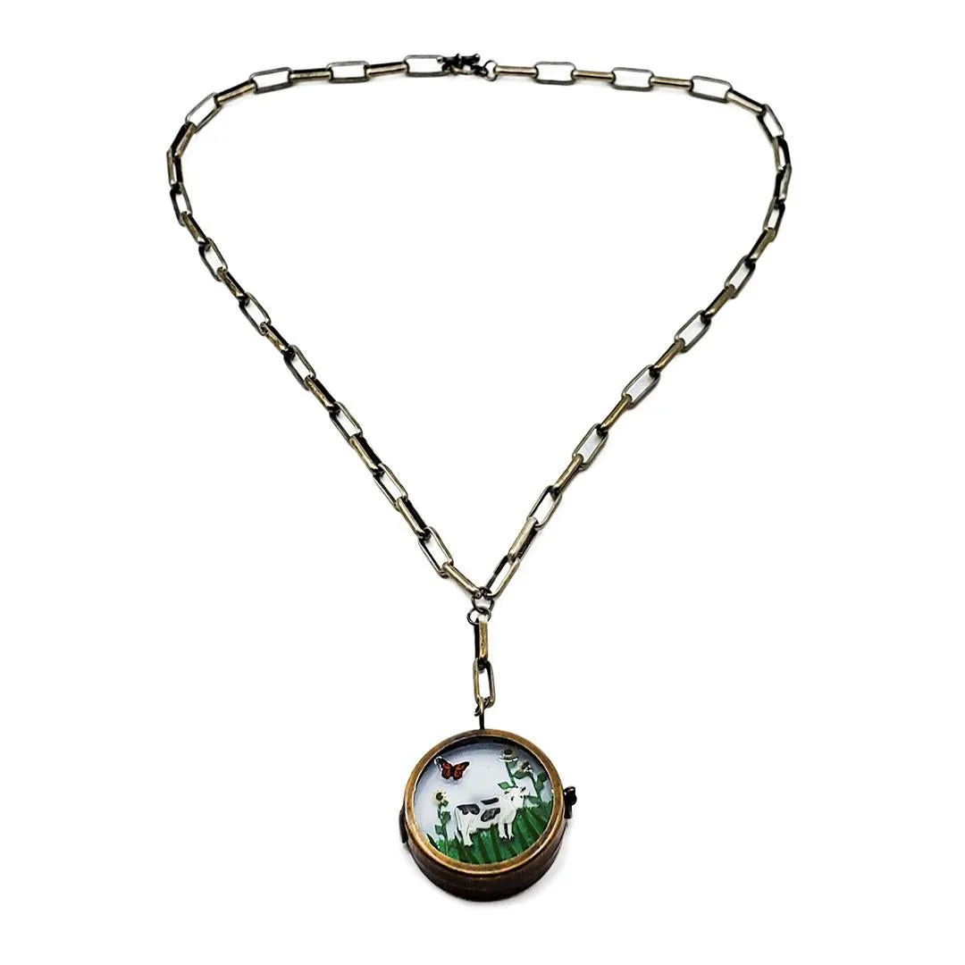Necklace - Cow with Sunflowers Locket by XV Studios