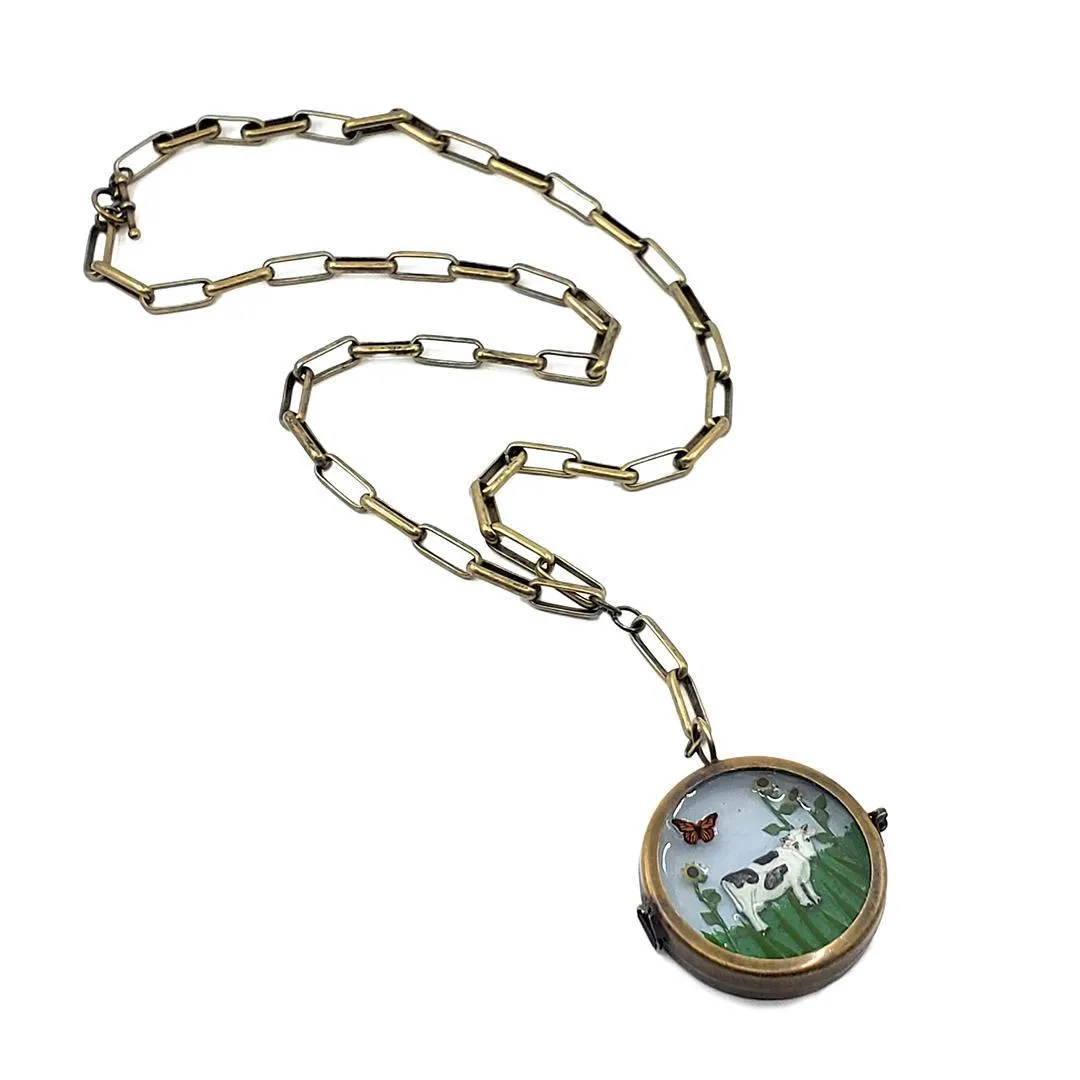 Necklace - Cow with Sunflowers Locket by XV Studios