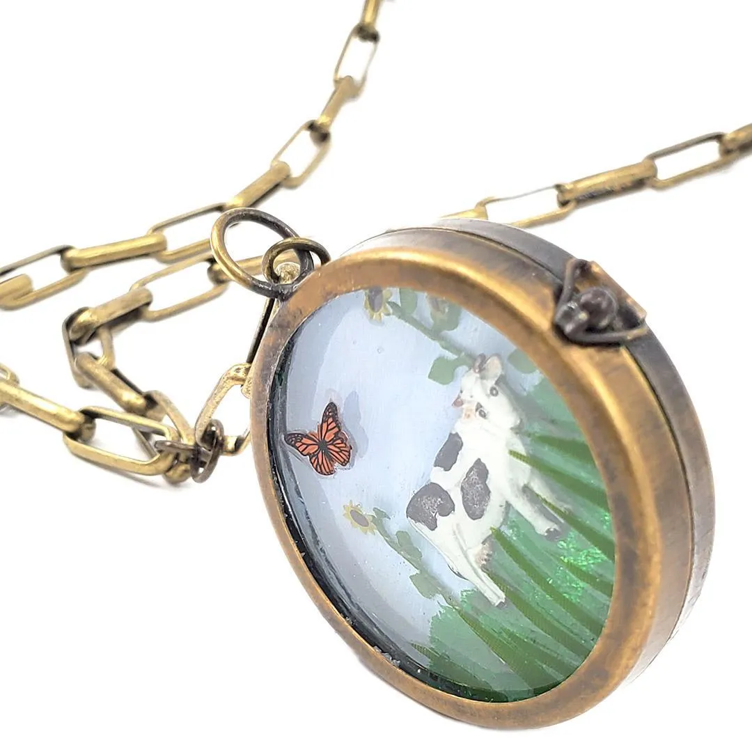 Necklace - Cow with Sunflowers Locket by XV Studios
