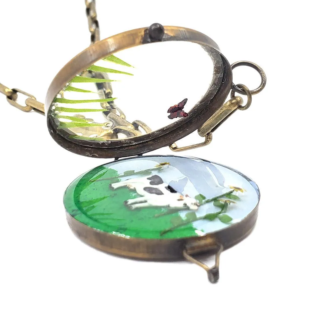 Necklace - Cow with Sunflowers Locket by XV Studios
