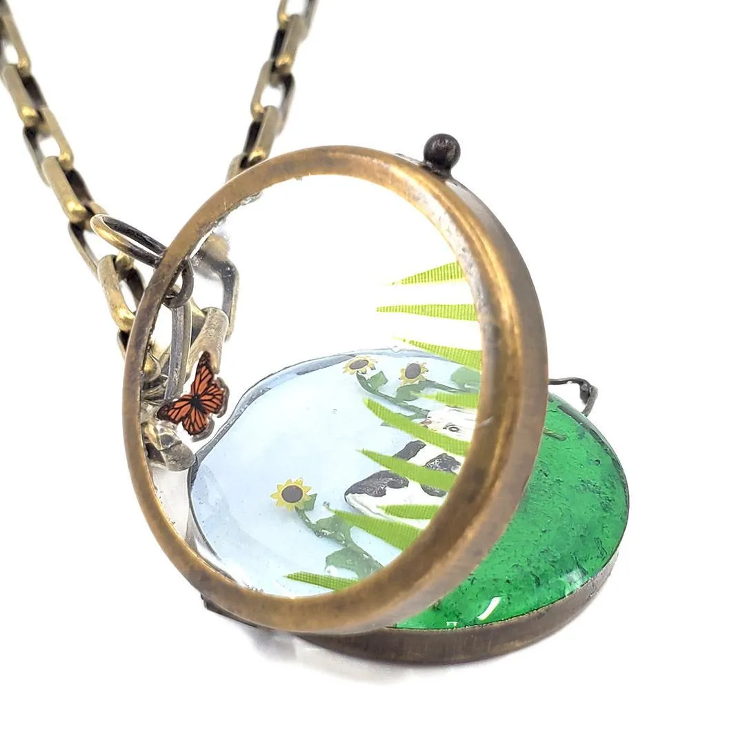 Necklace - Cow with Sunflowers Locket by XV Studios