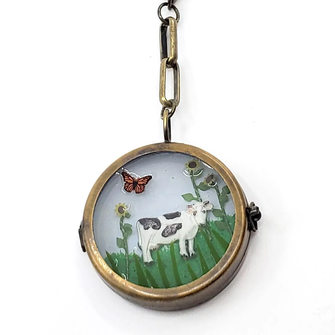 Necklace - Cow with Sunflowers Locket by XV Studios