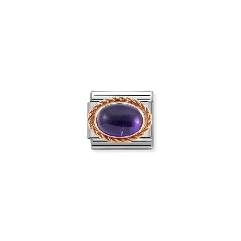 Nomination Composable Link Rope, Amethyst Stone, 9K Rose Gold