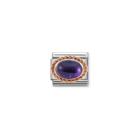 Nomination Composable Link Rope, Amethyst Stone, 9K Rose Gold