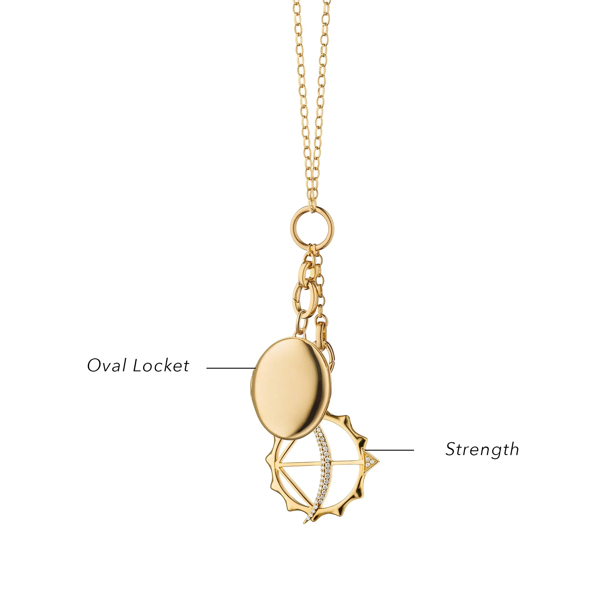 Oval Locket and "Apollo" Charm Necklace
