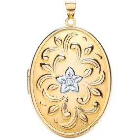 Oval Locket Pendant in 9ct 2 Tone Gold